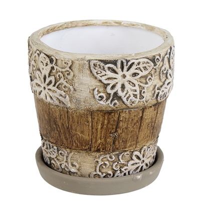 Attēls no Puķu pods d11.5xh11cm ar ziedu apmali brūns