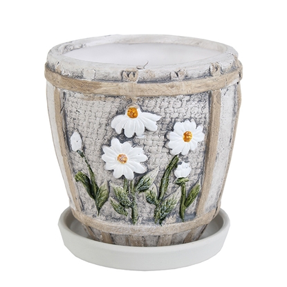 Attēls no Puķu pods d15xh14cm ar margrietām pelēks