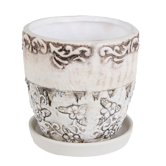 Picture of Puķu pods d9xh9cm ar ziedu apmali balts ar brūnu