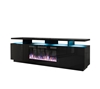 Изображение RTV EVA cabinet with electric fireplace 180x40x52 cm black/gloss black