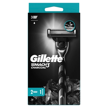 Picture of Skuveklis Gillette Mach3 Charcoal +  2 rezerves asmeņi