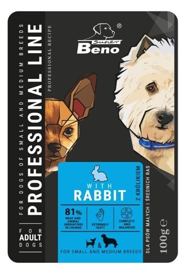 Picture of SUPER BENO Adult Small and medium Rabbit - Wet dog food - 100 g