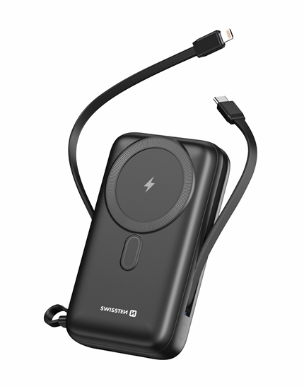 Picture of Swissten Power Bank 20000 mAh 20W with Built-In Cables USB-C And Lightning (MagSafe compatible)