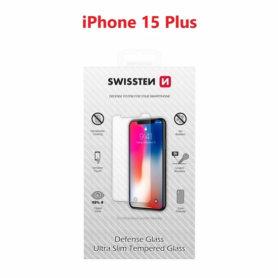 Изображение Swissten Ultra Slim Tempered Glass Premium 9H Screen Protector for Apple iPhone 15 Plus