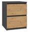 Picture of Topeshop W2 ANTRACYT/ARTISAN nightstand/bedside table 2 drawer(s) Anthracite, Oak
