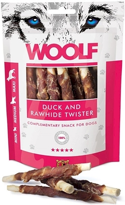 Picture of WOOLF Duck rawhide twister - dog treat - 100g