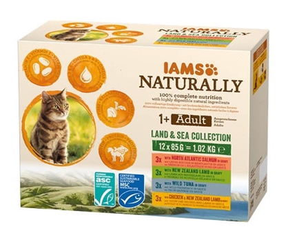 Attēls no IAMS Naturally Adult Land and Sea collection - wet cat food - 12 x 85g