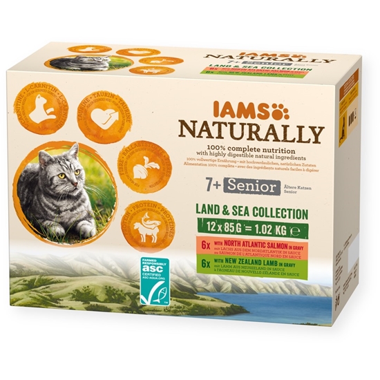 Picture of IAMS Naturally Senior Land & Sea Collection - wet cat food - 12 x 85g