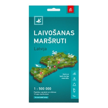 Attēls no Laivošanas maršruti Latvija 1:500 000 Aktīvā tūrisma karte