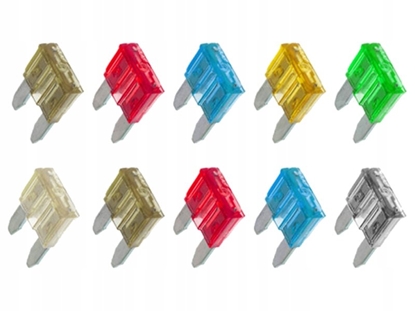Picture of MINI Car Fuses, set of 10 pcs. (5A,7,5A,10A,15A,20A,25A,30A)
