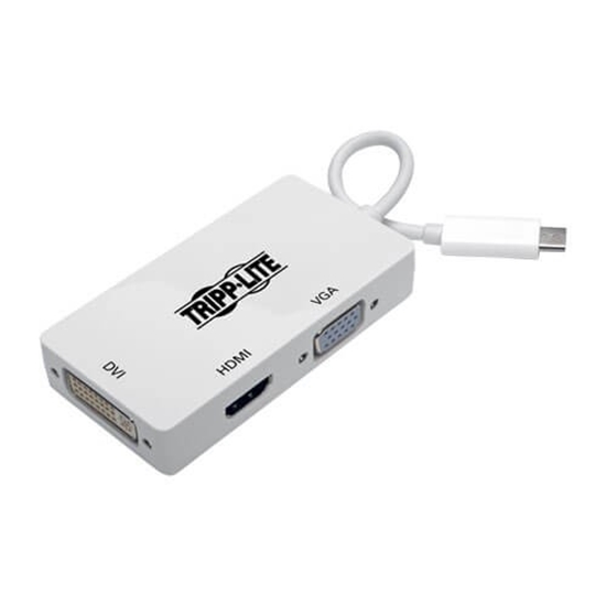 Picture of Wieloportowy adapter USB-C (M/3xF) 4K HDMI, DVI, VGA, HDCP U444-06N-HDV4K  Biały