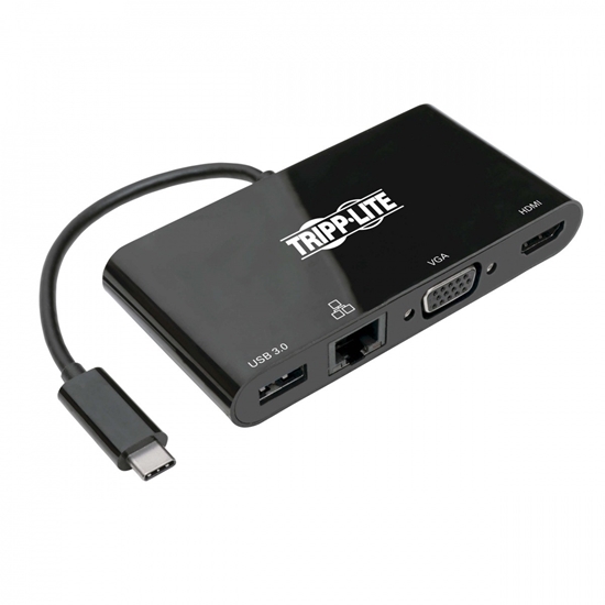 Picture of Wieloportowy adapter USB-C 4K HDMI, VGA, USB-A, GbE, HDCP U444-06N-HV4GUB Czarny