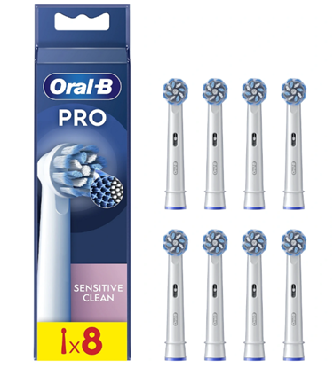 Attēls no Oral-B | Replaceable toothbrush heads | EB60X-8 Sensitive Clean Pro | Heads | For adults | Number of brush heads included 8 | White