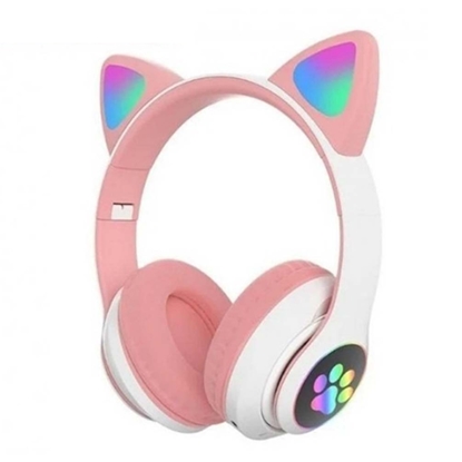 Picture of Riff VIV-23M Bluetooth Austiņas ar mikrofonu + LED Kaķa austiņas Pink