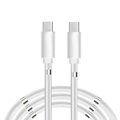 Picture of CP CP USB-C to USB-C PD 60W 3A Super Fast Charge iPhone 15 1m Cable with magnetic organiser clips White