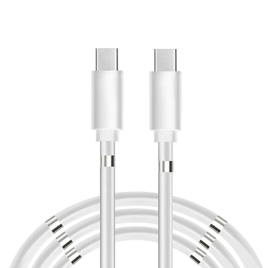Picture of CP CP USB-C to USB-C PD 60W 3A Super Fast Charge iPhone 15 1m Cable with magnetic organiser clips White