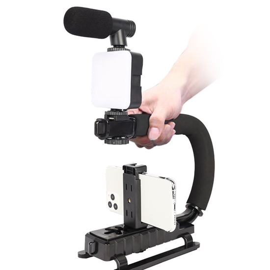 Picture of Elight 4U Hand Stabilizer Smartphone & DSLR Camera grip 1/4 fix bracket with Led Light / Microphone