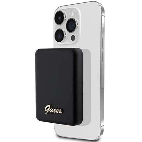 Изображение Guess Power Bank 5000mAh 15W MagSafe And Regular Charge With Metal Ssript Logo Black