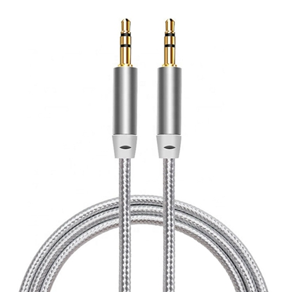 Attēls no iLike AX1 Durable Braided Wire 1.8m Aux Jack Cable 3.5mm male to 3.5mm 2-line Gold platted White