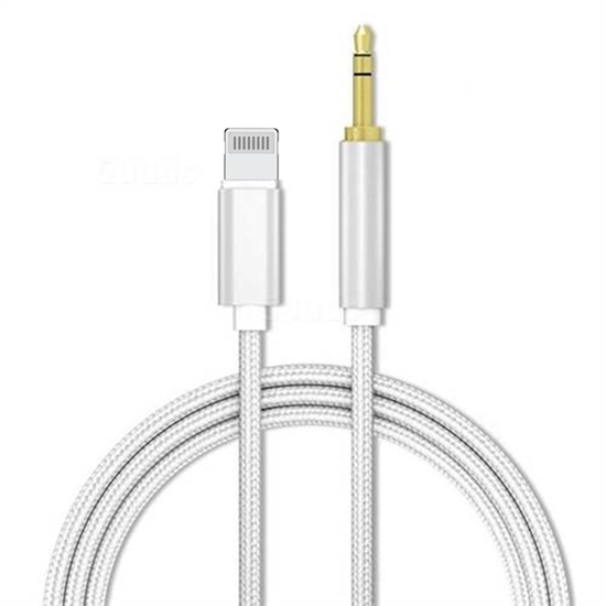 Picture of iLike AX3 Durable Braided Lightning to 3.5mm Stereo Audio Jack AUX Cable 1m Silver