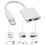 Picture of iLike AX7 Dual Lightning Audio Adapter to 3.5mm Headset Plug + Lightning Charger Plug White