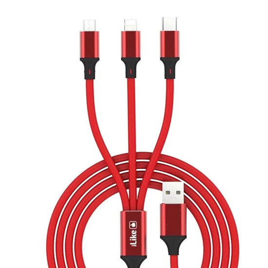 Picture of iLike Charging Cable 3 in 1 CCI02 Red