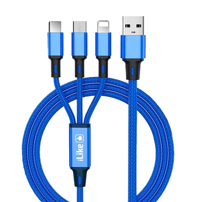 Attēls no iLike Charging Cable 3 in 1 CCI02 Blue