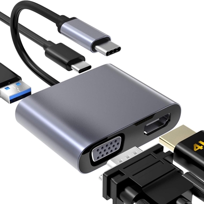 Picture of iLike HD5 4in1 Converter USB-C to Hdmi 4K 30Hz / VGA monitor / USB 3.0 / USB-C PD 100W