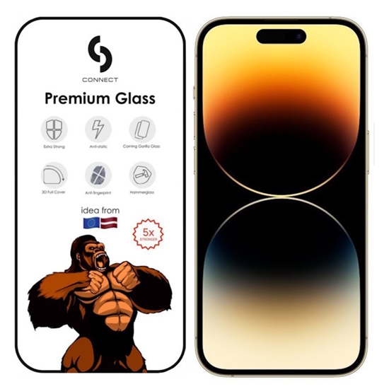 Picture of Connect Apple iPhone 14 Pro Corning Gorilla Glass Anti-Static 3D Full Cover 5X Stronger Black
