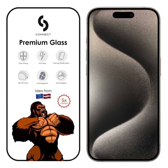 Изображение Сonnect Corning Gorilla Ultra Izturīgs 3D aizsargstils priekš Apple iPhone 15 Pro Max 