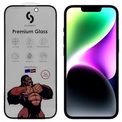 Изображение Connect Apple iPhone 14/13/13 Pro/16e/SE4 Privacy Corning Gorilla Glass Anti-Static 3D Full Cover 5X Stronger Black