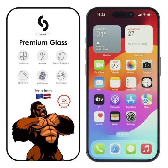 Изображение Сonnect Corning Gorilla Ultra Izturīgs 3D aizsargstils priekš Apple iPhone 15 Pro