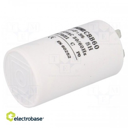 Изображение Capacitor: motors, run; 20uF; 450V; ¨40x70mm; -25÷70°C; ±5%; 3000h