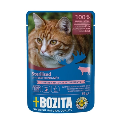 Picture of BOZITA sterilised beef jellied pieces - wet cat food - 85g