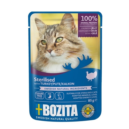 Picture of BOZITA sterilised pieces in jelly with turkey - wet cat food - 85g
