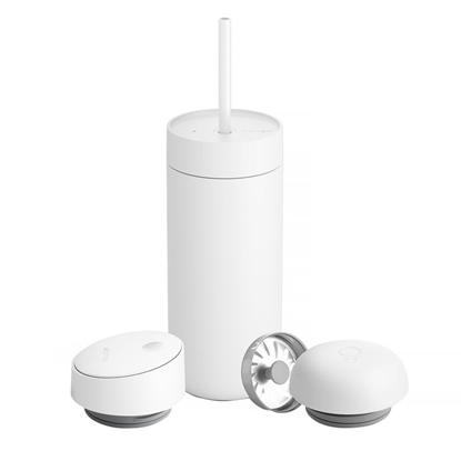 Attēls no Fellow Carter thermal mug set + 3 caps white matt 473 ml