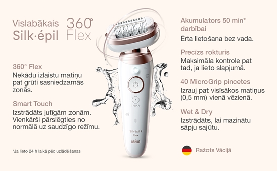 Picture of BRAUN Silk 9 epilators, komplektā uzgaļi