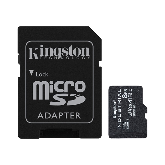Picture of Kingston Technology 8GB microSDHC Industrial C10 A1 pSLC Card + SD Adapter