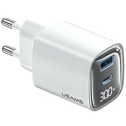 Attēls no Ładowarka sieciowa 30W GaN LED USB+USB-C CC229 Fast Charging Biała