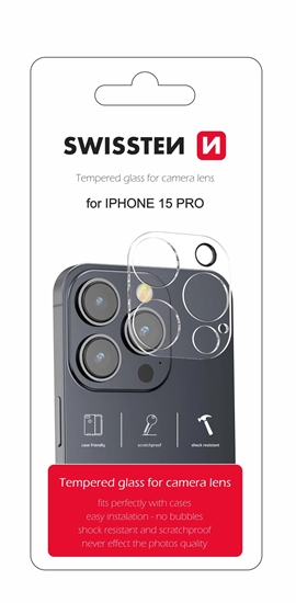 Изображение Swissten Tempered Glass For Camera Lens For Apple iPhone 15 Pro