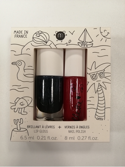 Picture of Nailmatic Kids bērnu nagu laka CASPER - melna & bērnu lūpu spīdums ROLLCERISE - ķiršu, HOLIDAYS