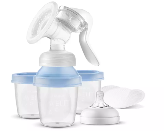 Picture of Philips Avent Lotus manuālais krūts piena sūknis ar trauciņiem piena/ēdiena uzglabāšanai (3 gab., + adapteris)