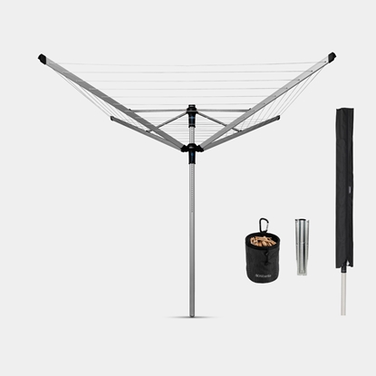 Attēls no BRABANTIA rotējošs veļas žāvētājs, 50m, met.stipr+pārv+soma, Metallic Grey