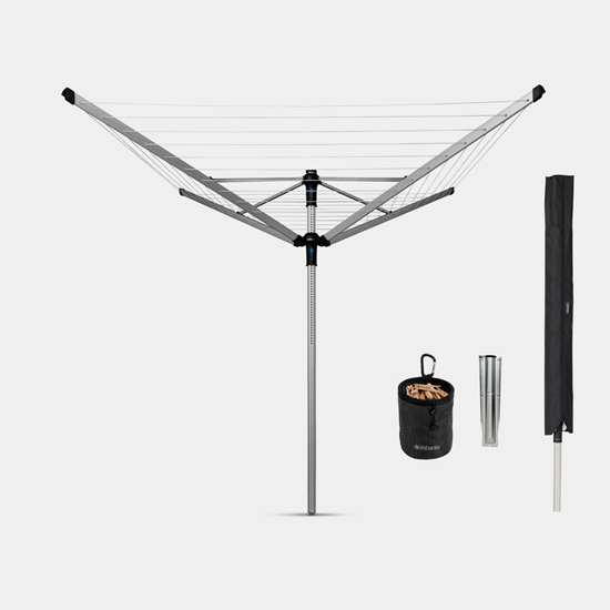 Picture of BRABANTIA rotējošs veļas žāvētājs, 50m, met.stipr+pārv+soma, Metallic Grey