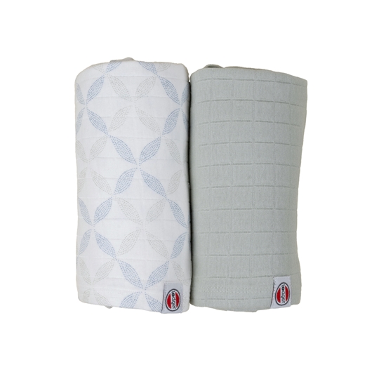 Picture of Lodger Swadler Solid Matcha kokvilnas autiņš, Peppermint/Blue Fogg, 110x110 cm, 2gab.