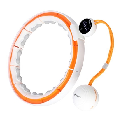 Attēls no Vingrošanas rinķis ar atsvaru un skaitītāju HHM21 HULA HOP WHITE/ORANGE MAGNETIC WITH WEIGHT + COUNTER HMS