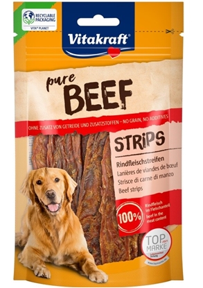 Attēls no VITAKRAFT Pure Beef Strips - dog treat - 80 g