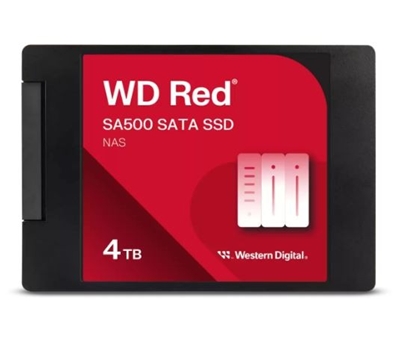Attēls no SSD|WESTERN DIGITAL|Red SA500|4TB|SATA 3.0|Write speed 520 MBytes/sec|Read speed 560 MBytes/sec|2,5"|TBW 500 TB|MTBF 1750000 hours|WDS400T2R0A