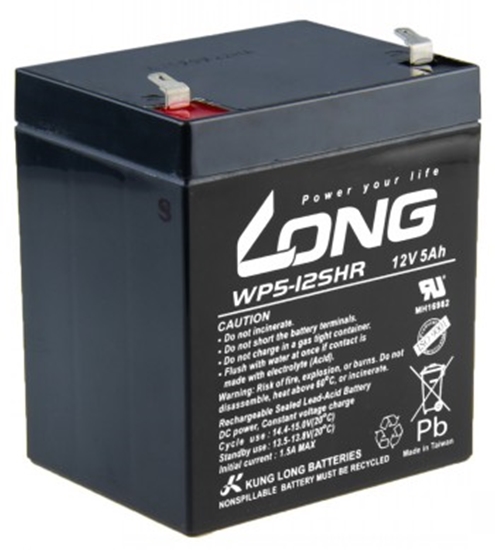 Picture of LONG 12V 5AH LEAD-ACID BATTERY HIGHRATE F1 (WP5-12SHR F1)