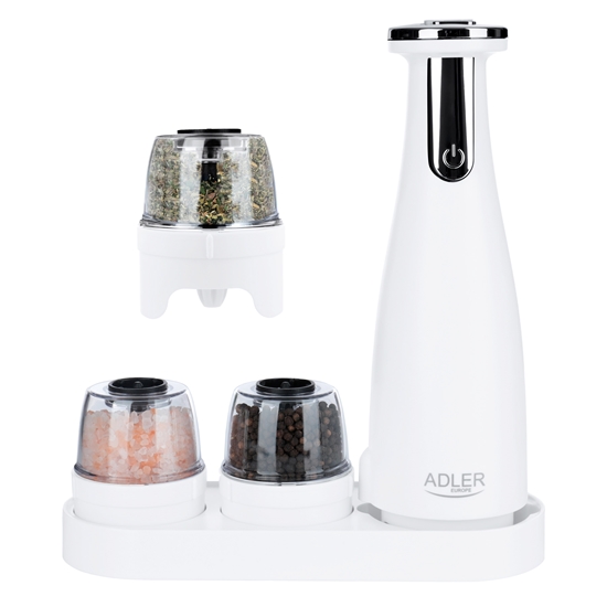 Picture of Adler | Electric Salt and pepper grinder | AD 4449w | Housing material ABS plastic | 7 W | Lithium | Matte White